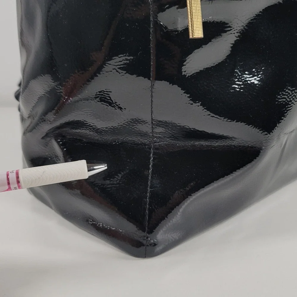 Eric Javits New York Black Patent Leather Backpack Gold Hardware NWT